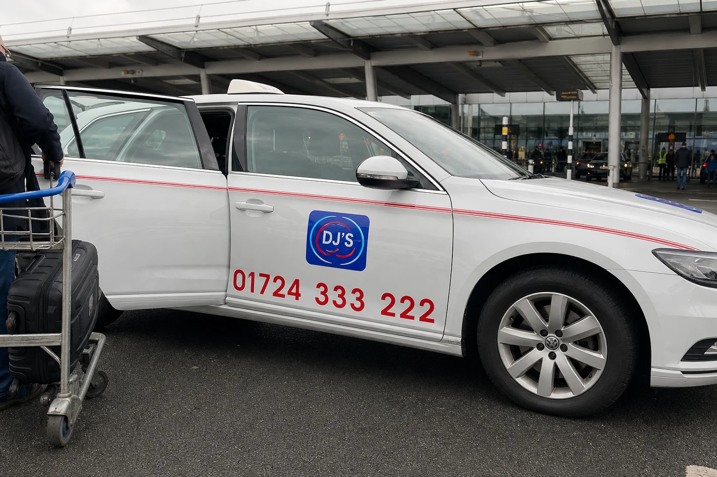 White Hyundai Ioniq DJ's Taxis car for airport transfers